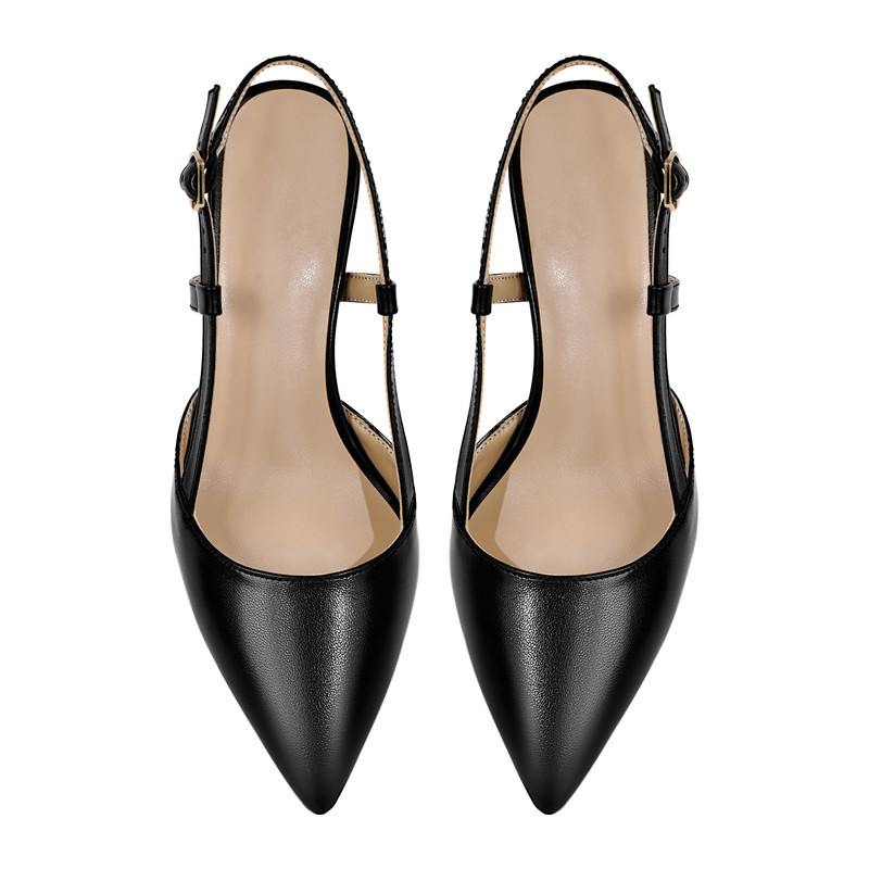 Kitten Heel verzierte Schnallen schlichte spitze Slingpumps