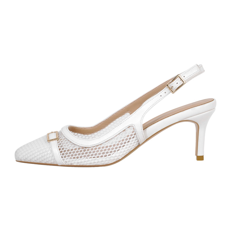 elegante Schnalle spitze Netz Slingpumps