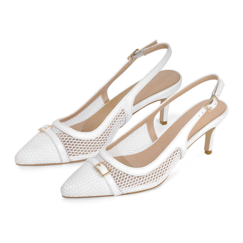 elegante Schnalle spitze Netz Slingpumps