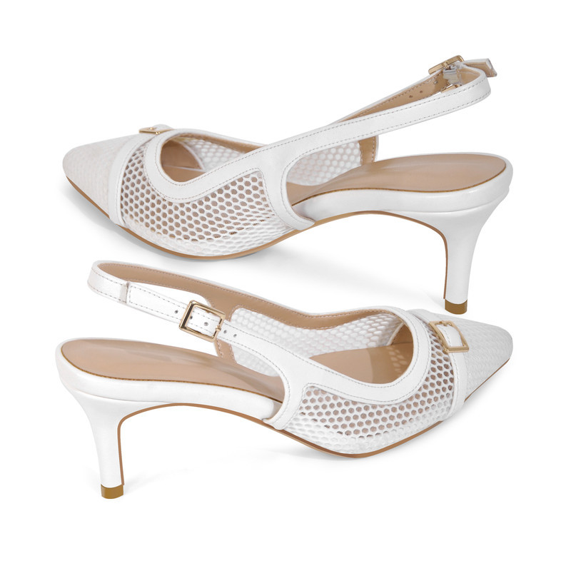 elegante Schnalle spitze Netz Slingpumps