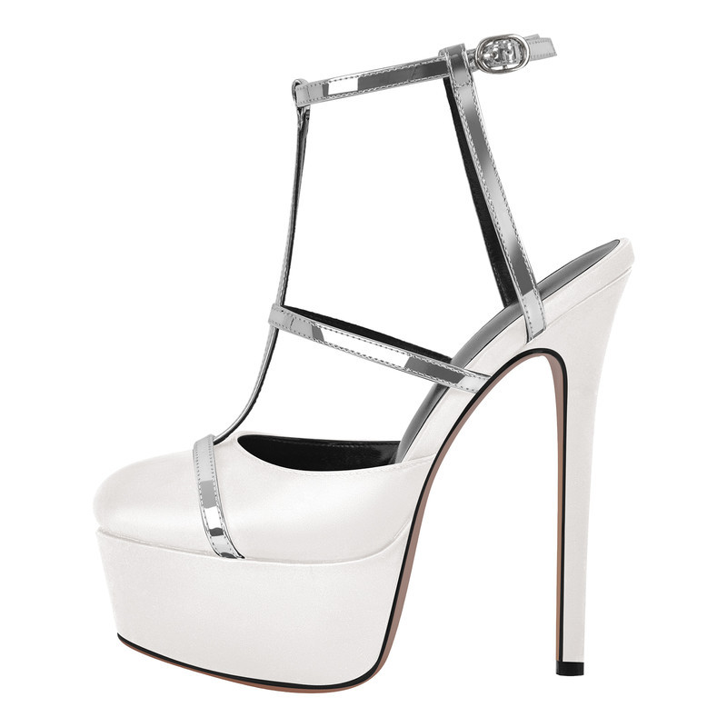 Plateau Pumps mit runder Zehenpartie und T-Riemen