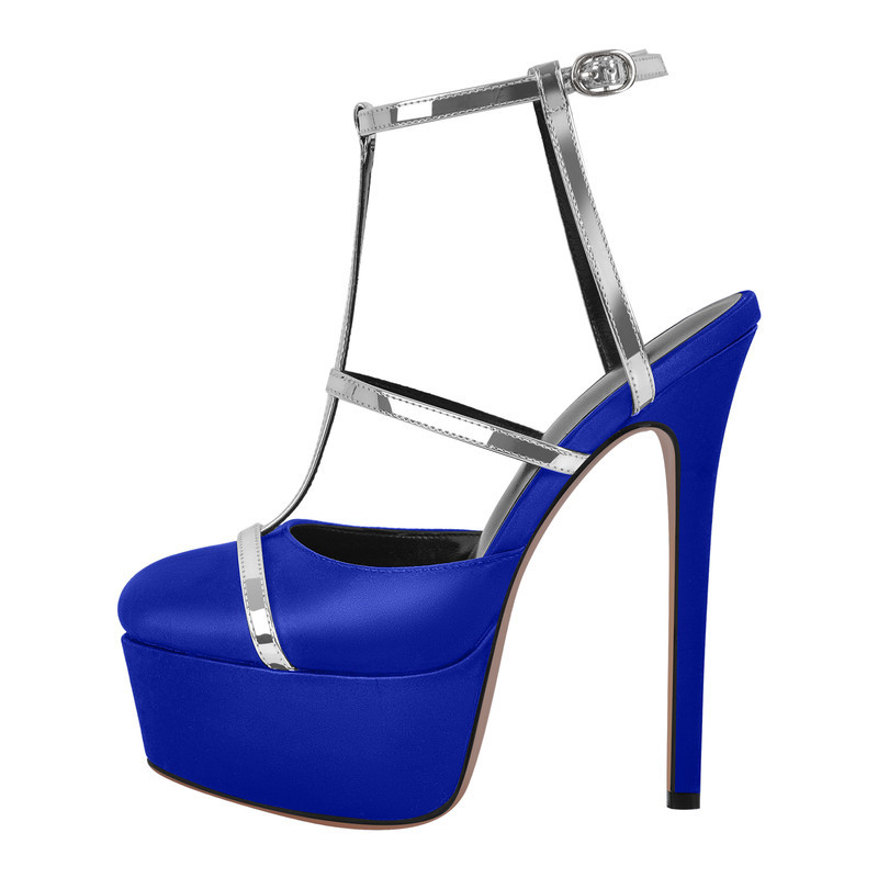 Plateau Pumps mit runder Zehenpartie und T-Riemen