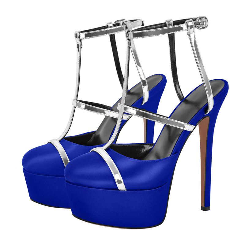 Plateau Pumps mit runder Zehenpartie und T-Riemen