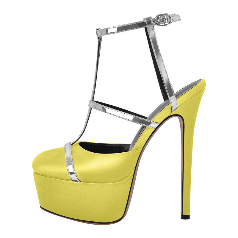 Plateau Pumps mit runder Zehenpartie und T-Riemen