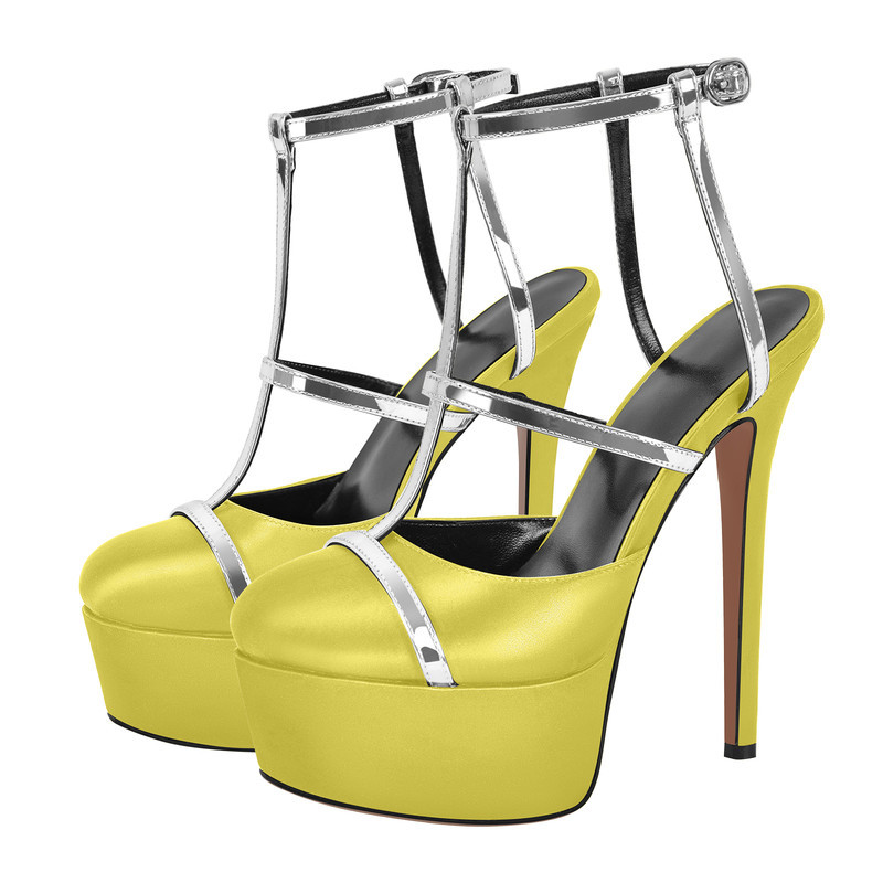 Plateau Pumps mit runder Zehenpartie und T-Riemen