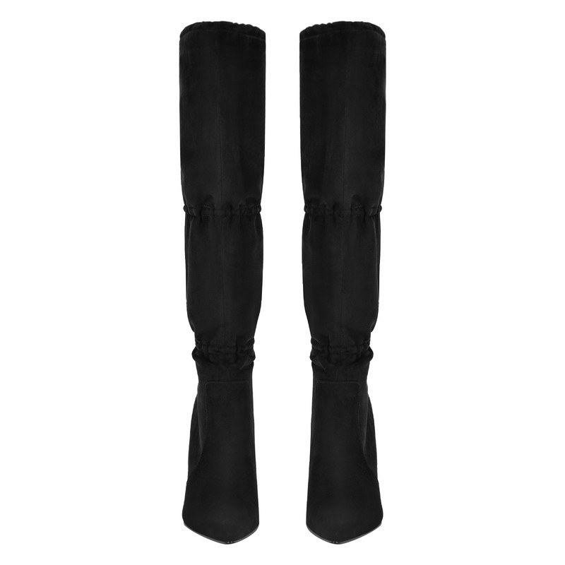 Spitz zulaufende Schnürsenkel Damen Stiletto Kniehohe Stiefel
