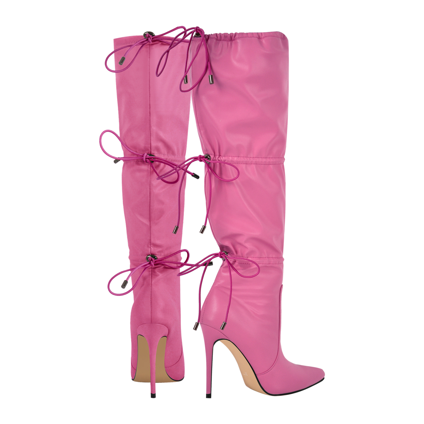 Spitz zulaufende Schnürsenkel Damen Stiletto Kniehohe Stiefel