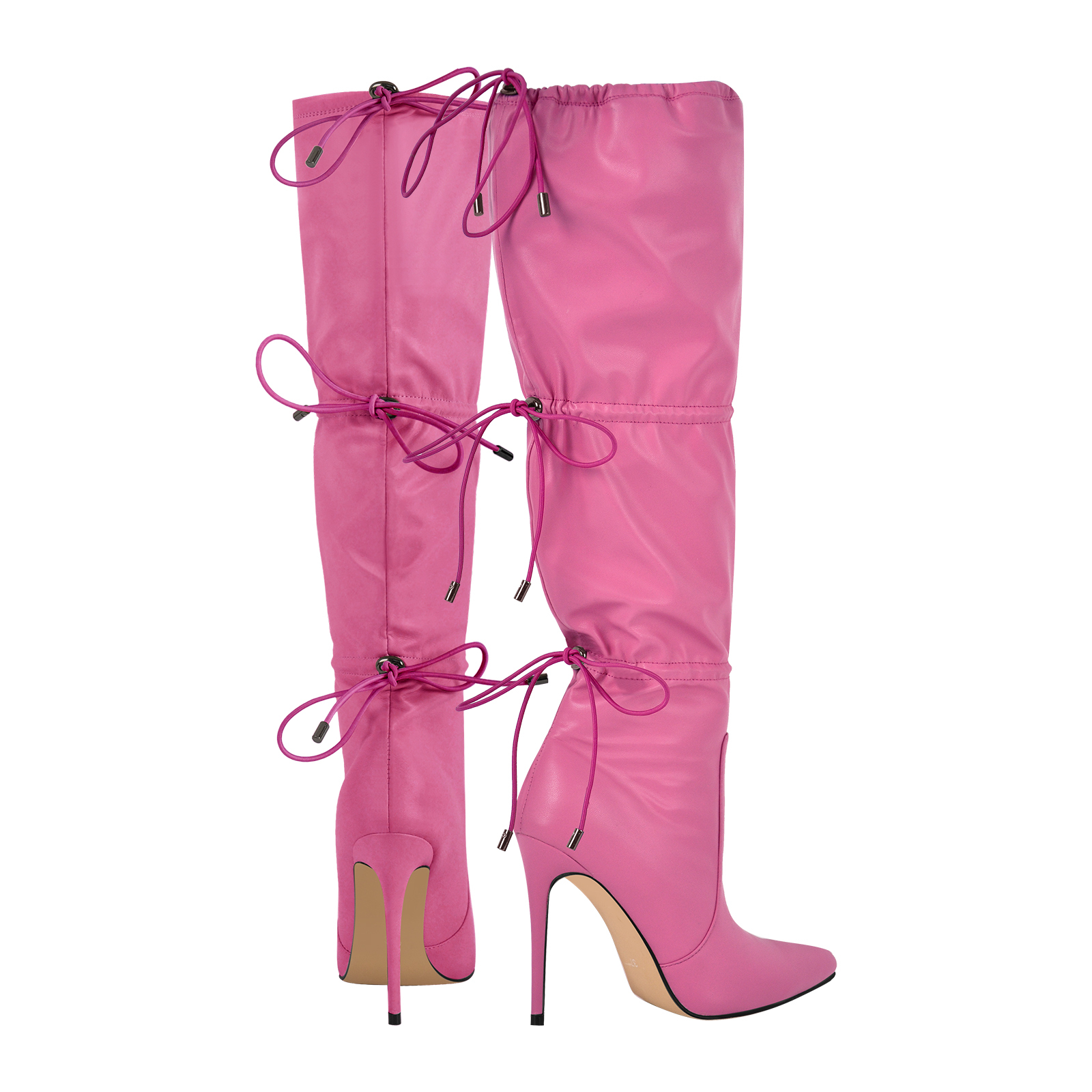 Spitz zulaufende Schnürsenkel Damen Stiletto Kniehohe Stiefel