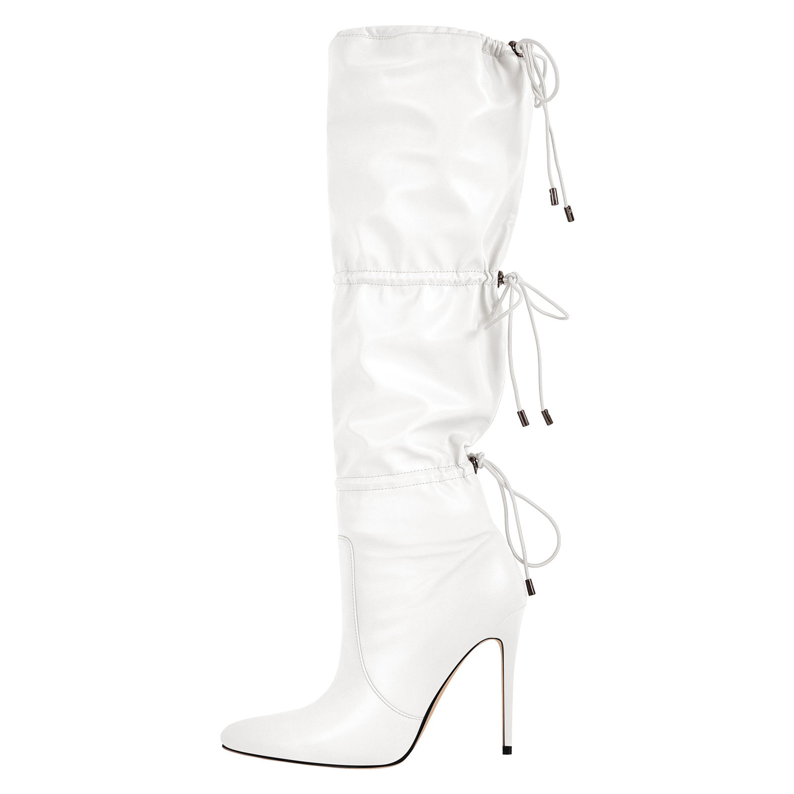 Spitz zulaufende Schnürsenkel Damen Stiletto Kniehohe Stiefel