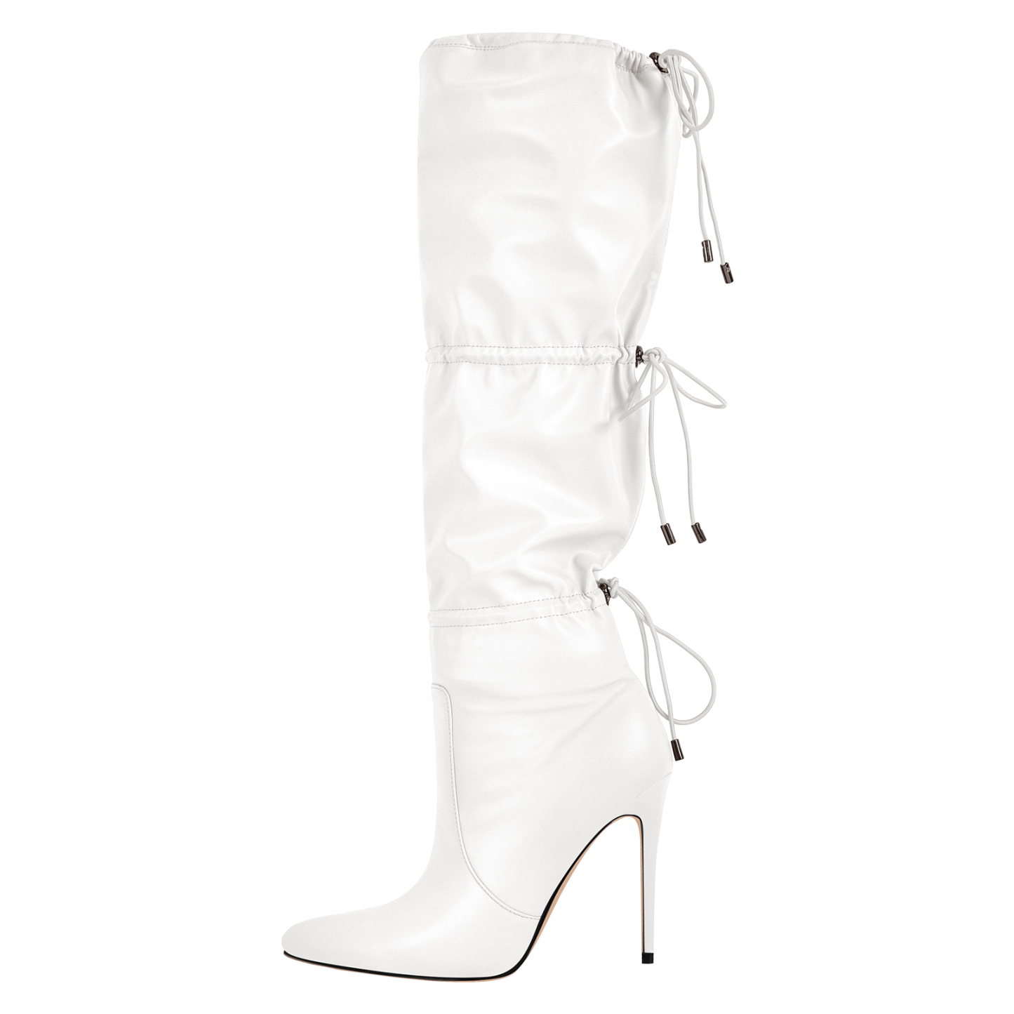 Spitz zulaufende Schnürsenkel Damen Stiletto Kniehohe Stiefel