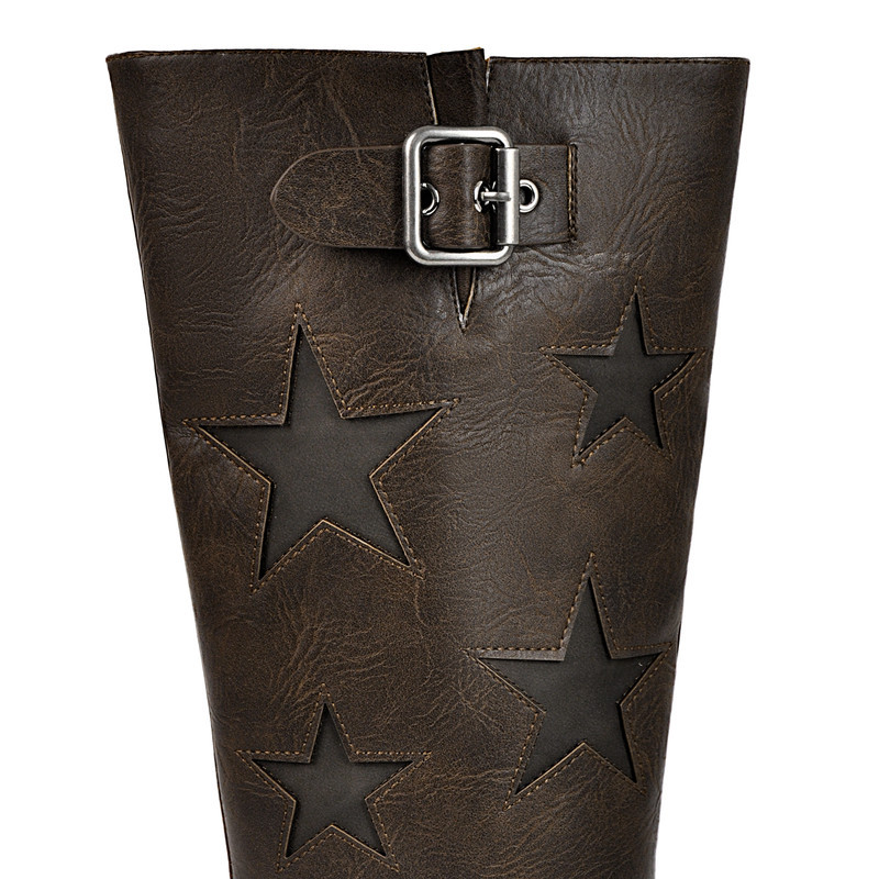 Sterne Square Toe Kniestiefel mit Schnalle