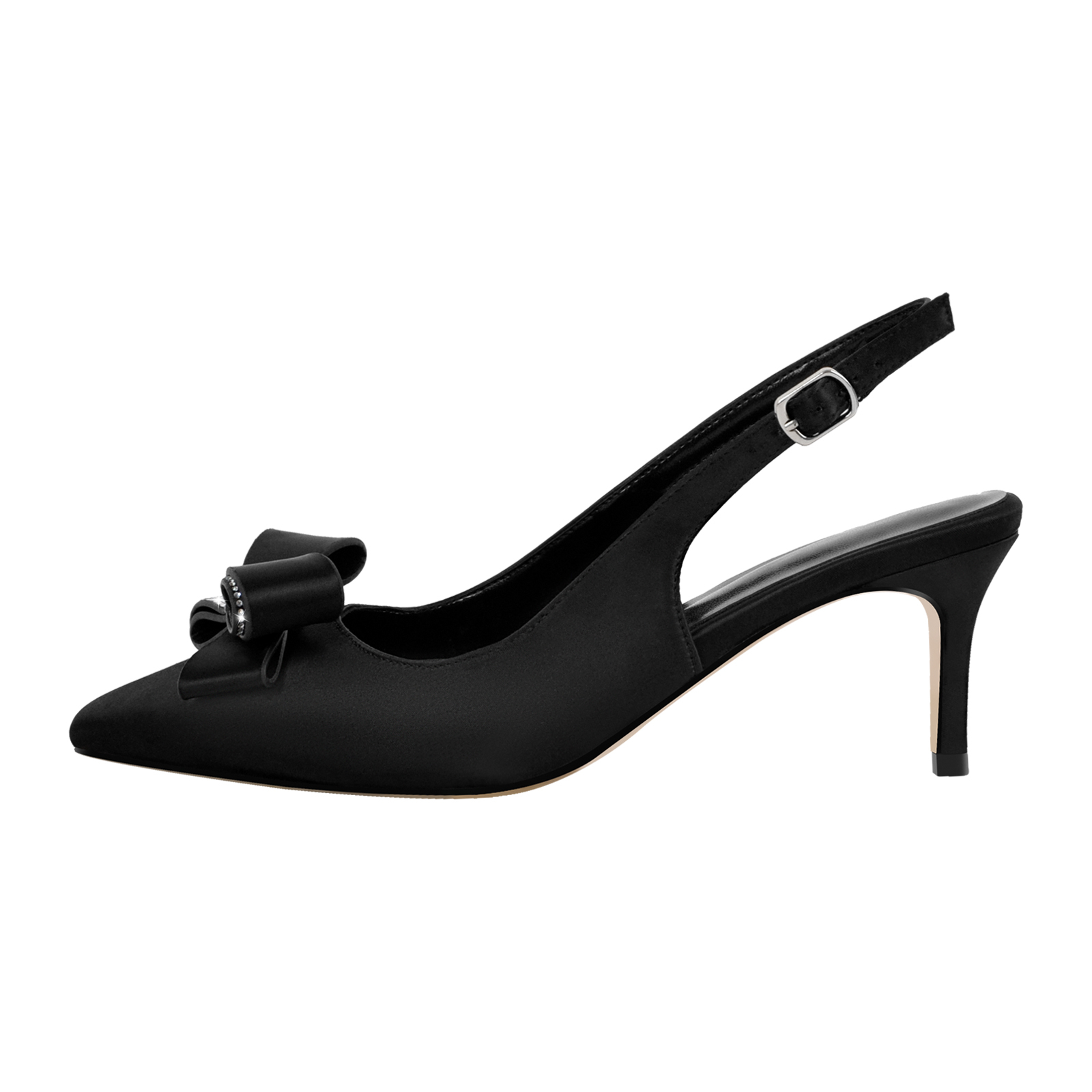 Strass Schleife Kitten Heel spitzer Slingpumps