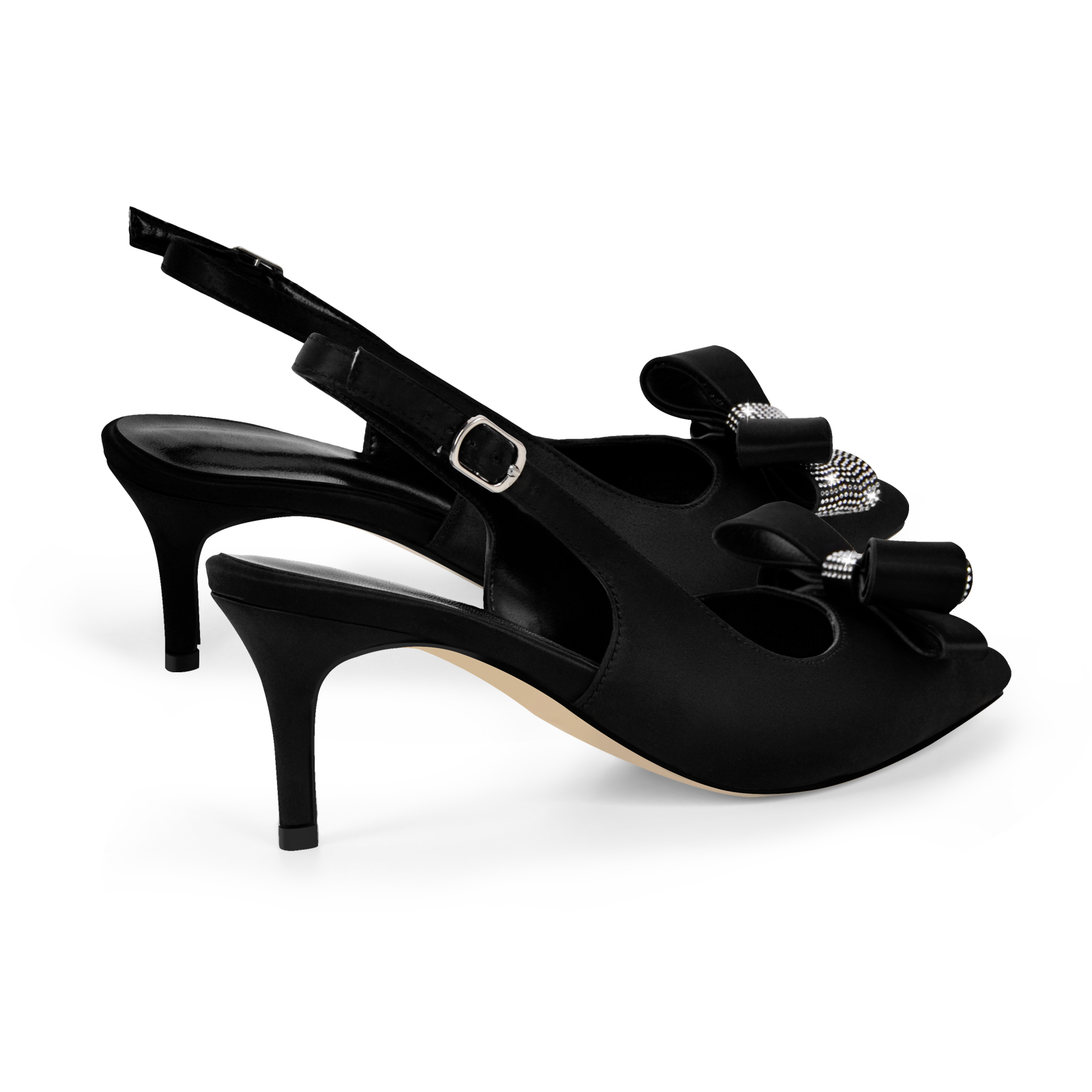 Strass Schleife Kitten Heel spitzer Slingpumps