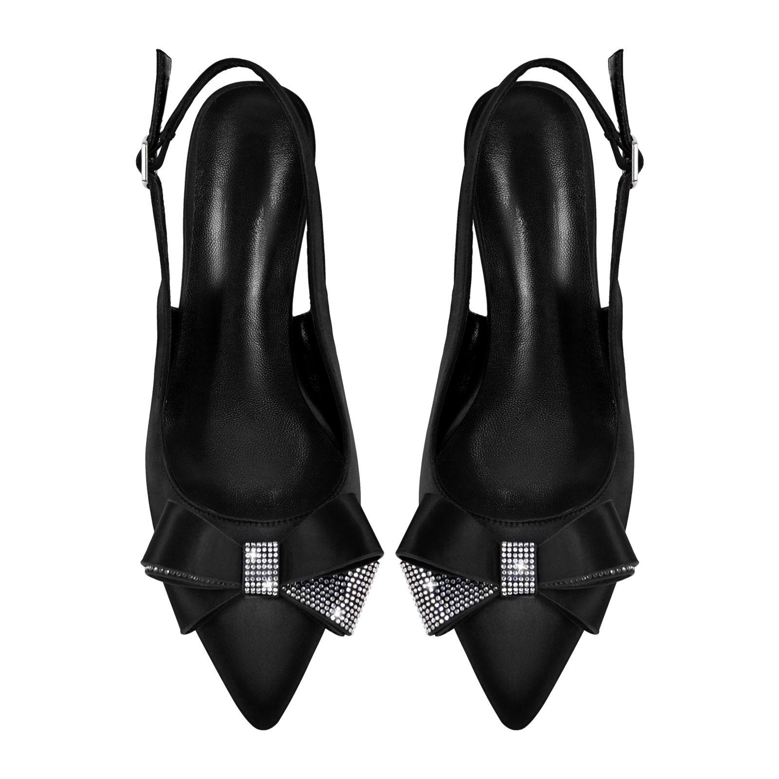 Strass Schleife Kitten Heel spitzer Slingpumps