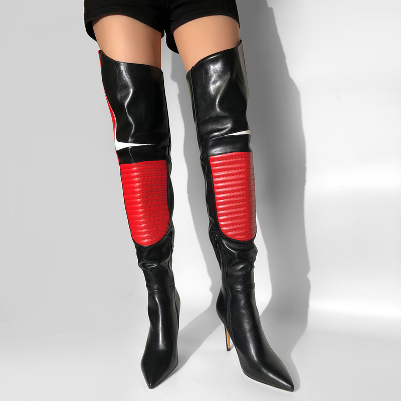 Overknee Stiefel mit spitzer Zehenpartie und Stilettoabsatz