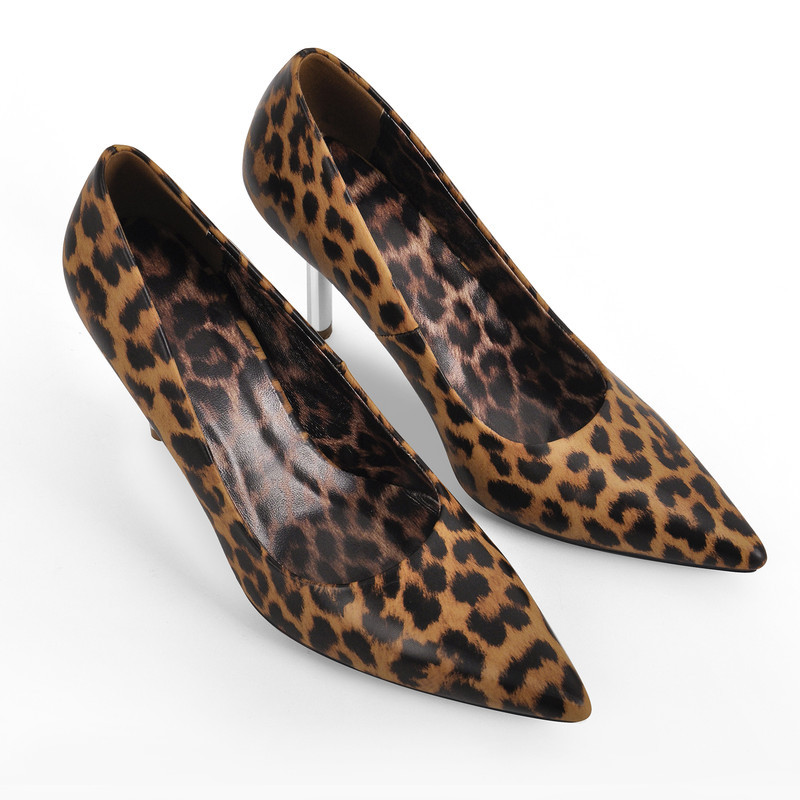 Leopard spitze Zehe Slip On High Heels