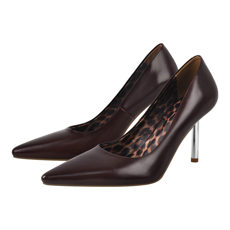 Leopard spitze Zehe Slip On High Heels