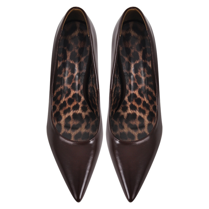 Leopard spitze Zehe Slip On High Heels