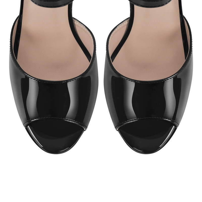 Peep Toe Plattform Schnalle Riemen Chunky Heel Sandalen