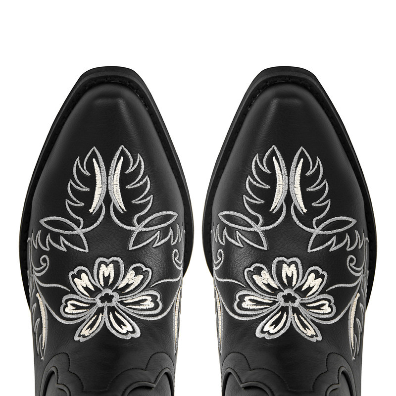 Stickerei Kurzschaftstiefel Kubanischer Absatz