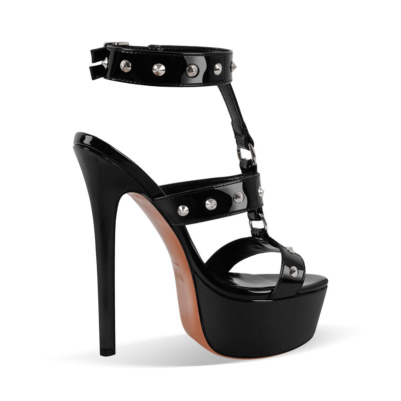 Riemchensandalen mit runder Zehenpartie und Stiletto Plateau