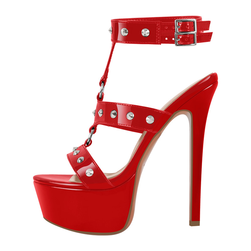 Riemchensandalen mit runder Zehenpartie und Stiletto Plateau