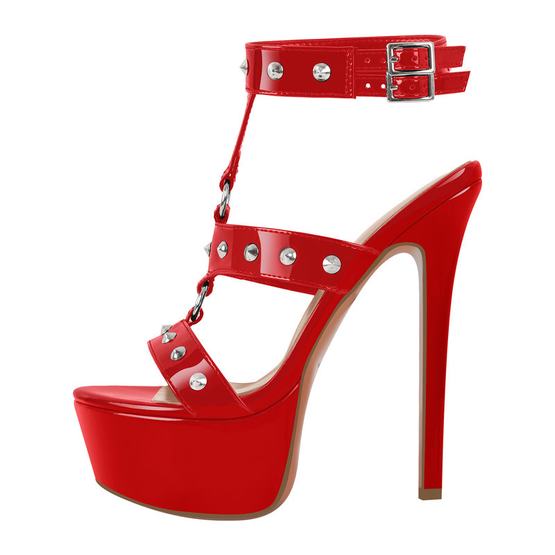 Riemchensandalen mit runder Zehenpartie und Stiletto Plateau