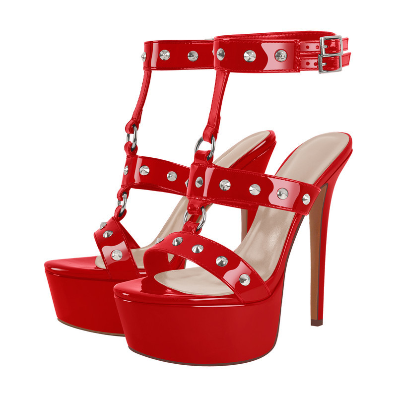 Riemchensandalen mit runder Zehenpartie und Stiletto Plateau