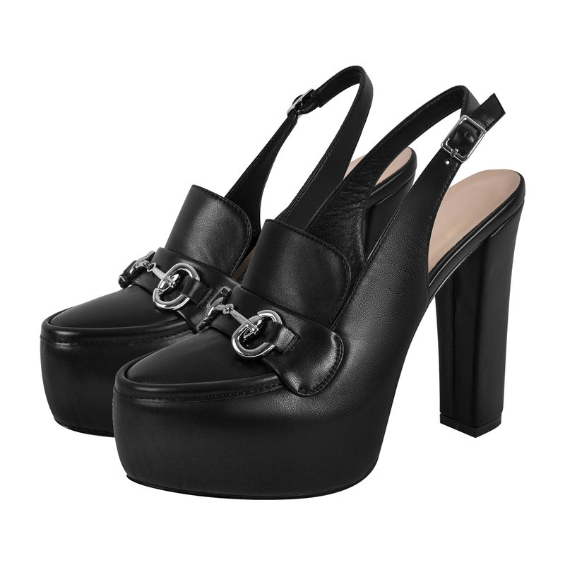 Runde Zehe Plateau Slingback Chunky Heels Sandalen