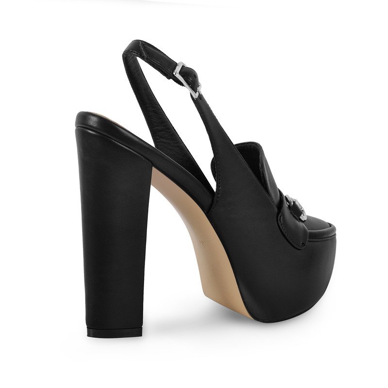 Runde Zehe Plateau Slingback Chunky Heels Sandalen