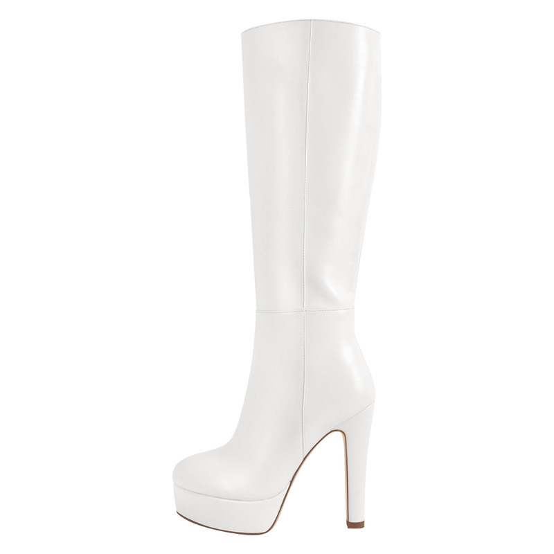 Leder Kniehohe Stiefel Platform high Heels