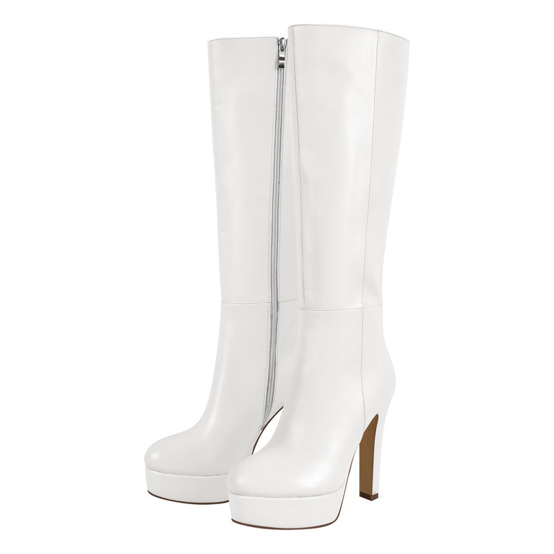 Leder Kniehohe Stiefel Platform high Heels