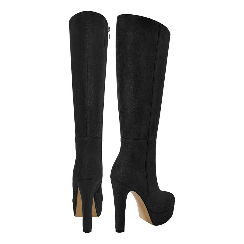 Suede Platform high Heels Kniehohe Stiefel