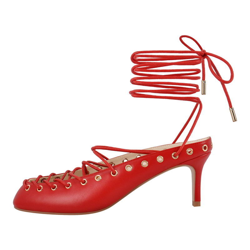 Pantoletten mit runder Zehenpartie und Schnürung