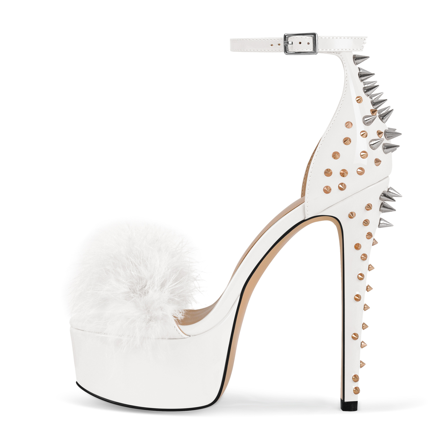 Sandalen mit Plateau und Nieten im Stiletto Stil