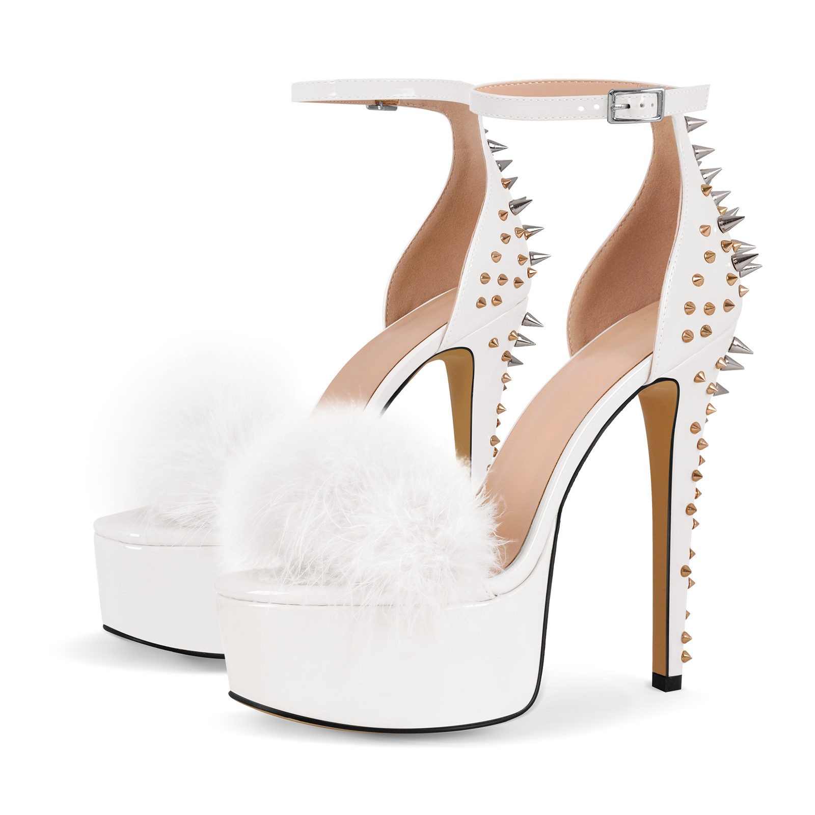 Sandalen mit Plateau und Nieten im Stiletto Stil