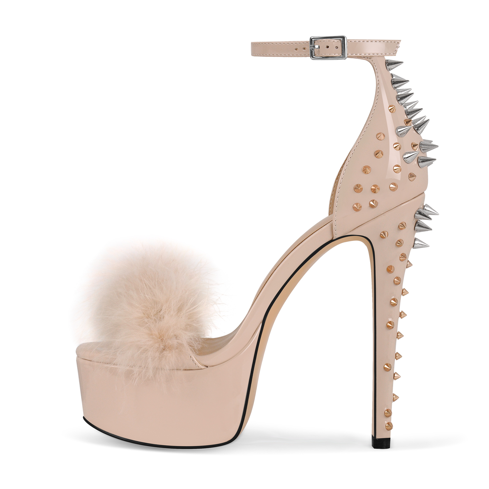 Sandalen mit Plateau und Nieten im Stiletto Stil