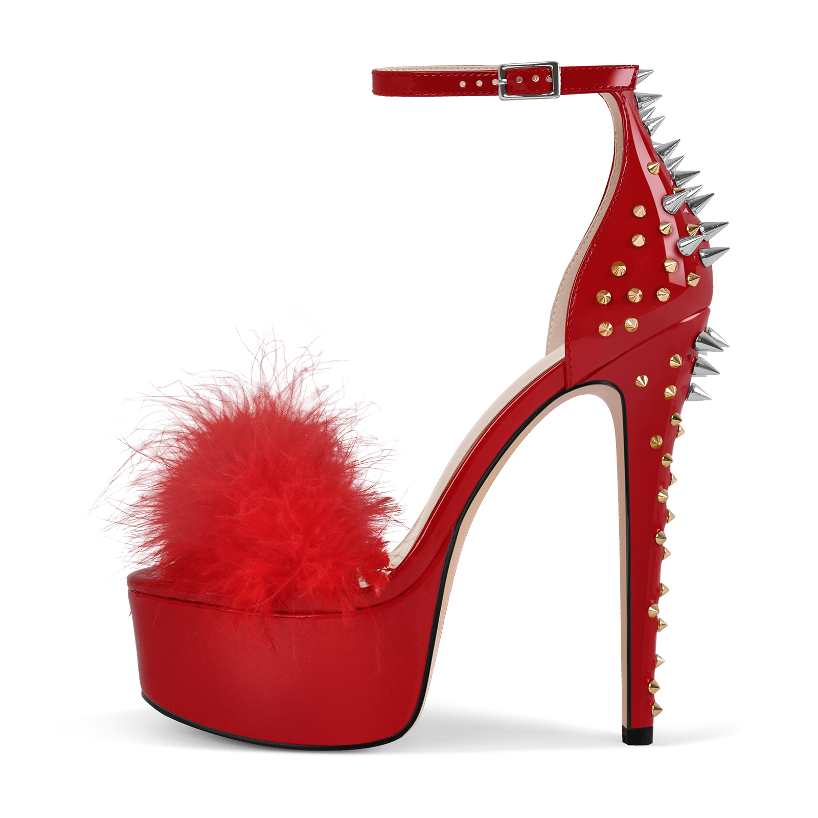 Sandalen mit Plateau und Nieten im Stiletto Stil