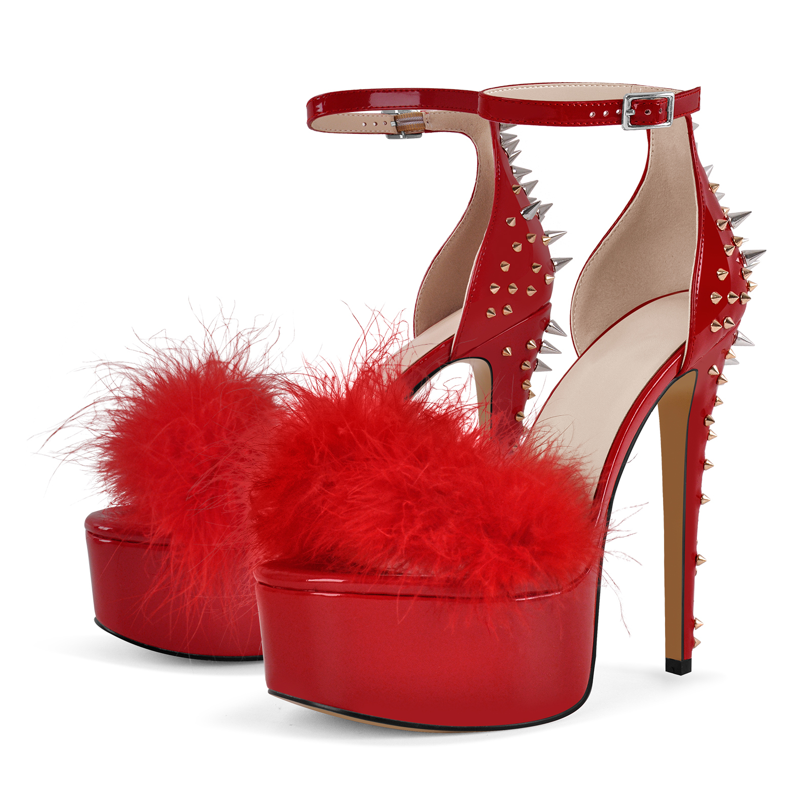 Sandalen mit Plateau und Nieten im Stiletto Stil