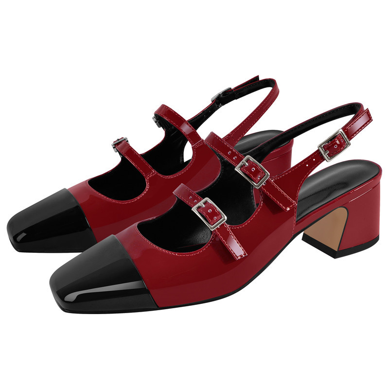 Slingback Pumps mit eckiger Zehenpartie und Schnallenriemen