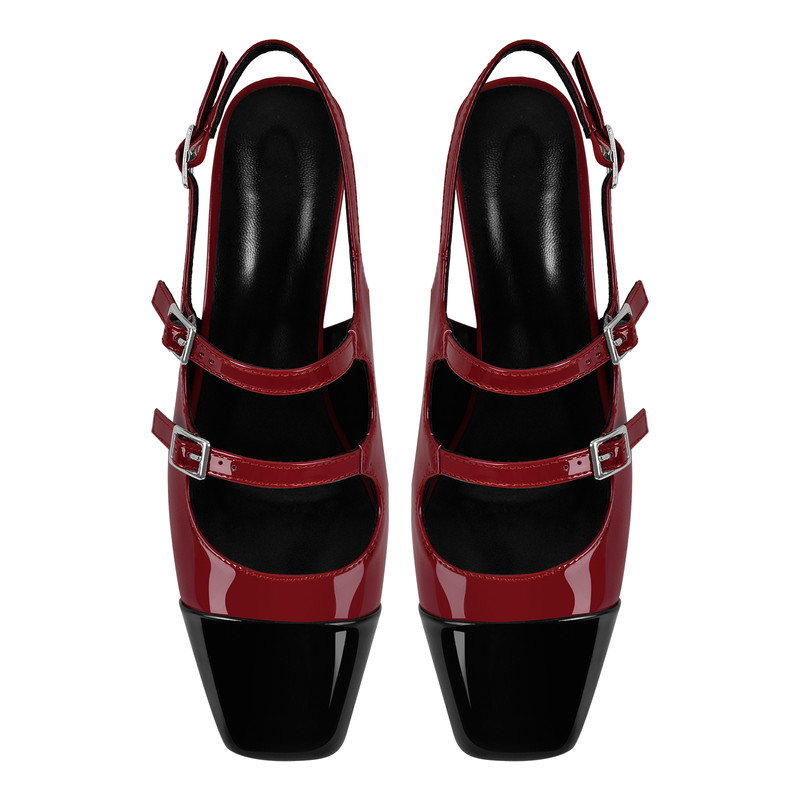 Slingback Pumps mit eckiger Zehenpartie und Schnallenriemen