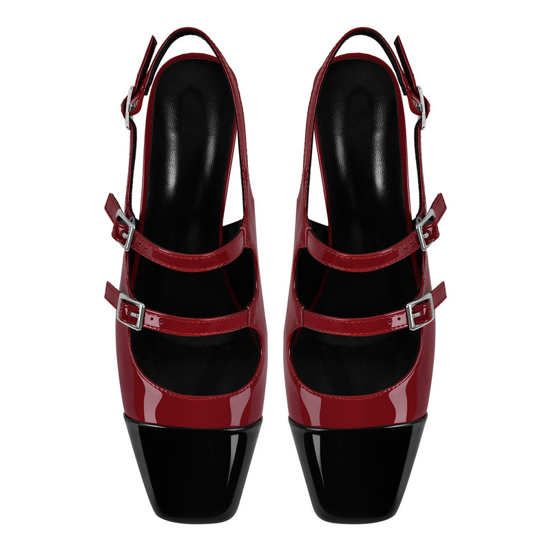 Slingback Pumps mit eckiger Zehenpartie und Schnallenriemen