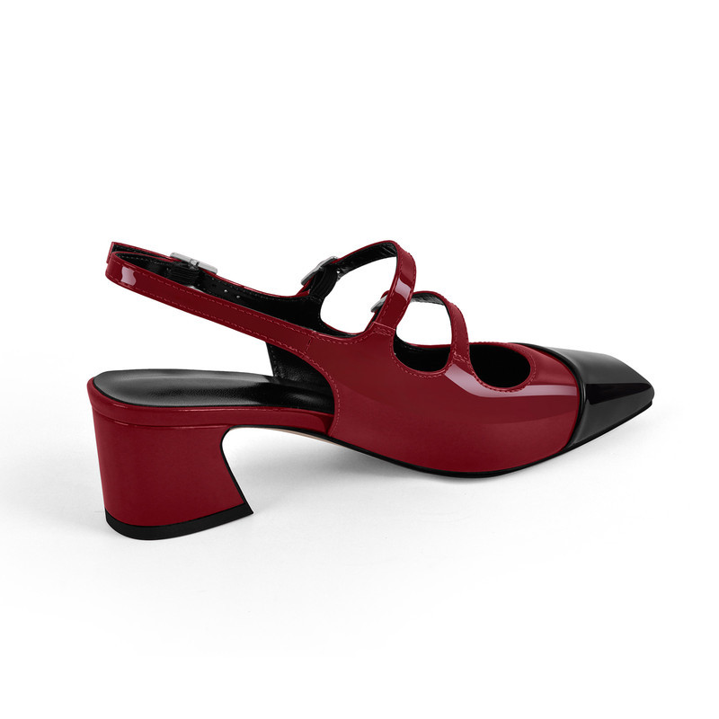 Slingback Pumps mit eckiger Zehenpartie und Schnallenriemen