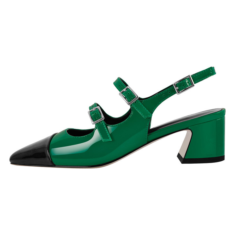 Slingback Pumps mit eckiger Zehenpartie und Schnallenriemen