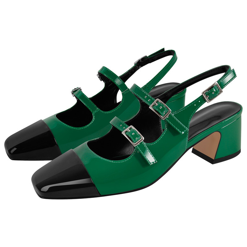 Slingback Pumps mit eckiger Zehenpartie und Schnallenriemen