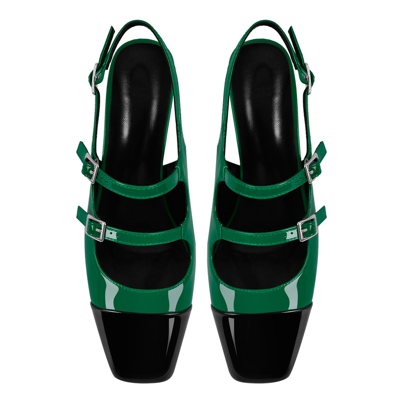 Slingback Pumps mit eckiger Zehenpartie und Schnallenriemen