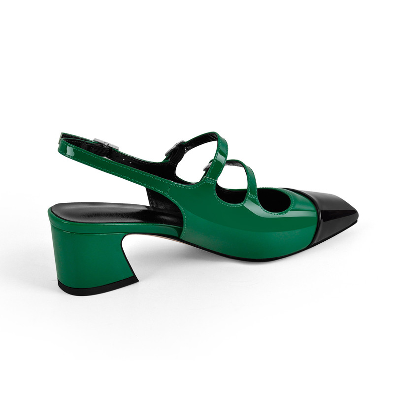 Slingback Pumps mit eckiger Zehenpartie und Schnallenriemen