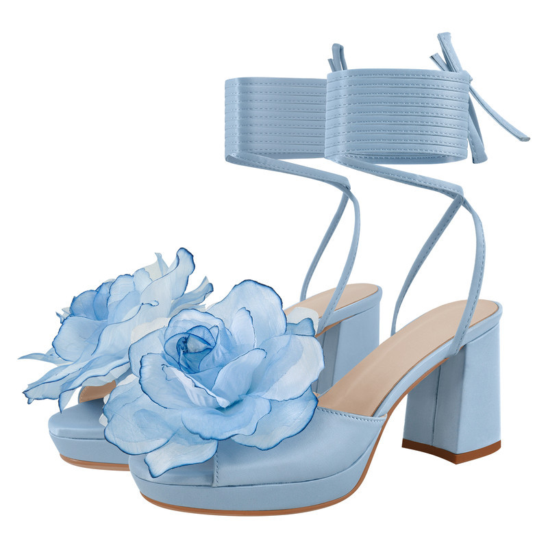 Sandalen mit Plateausohle Schnürung und klobigem Absatz