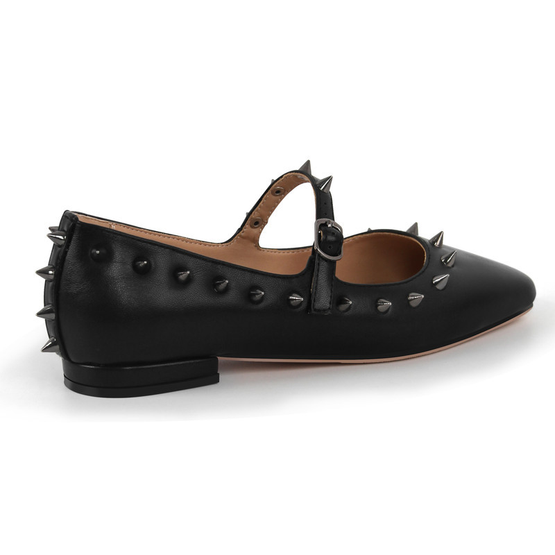 Damen Spitzschuh Mary Janes mit Nieten