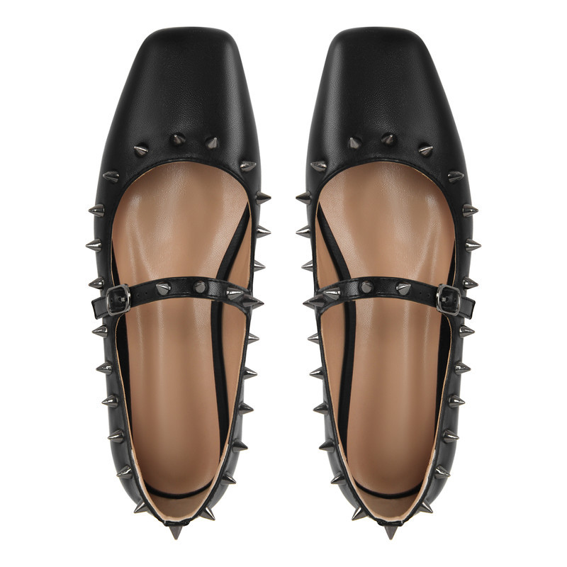 Damen Spitzschuh Mary Janes mit Nieten